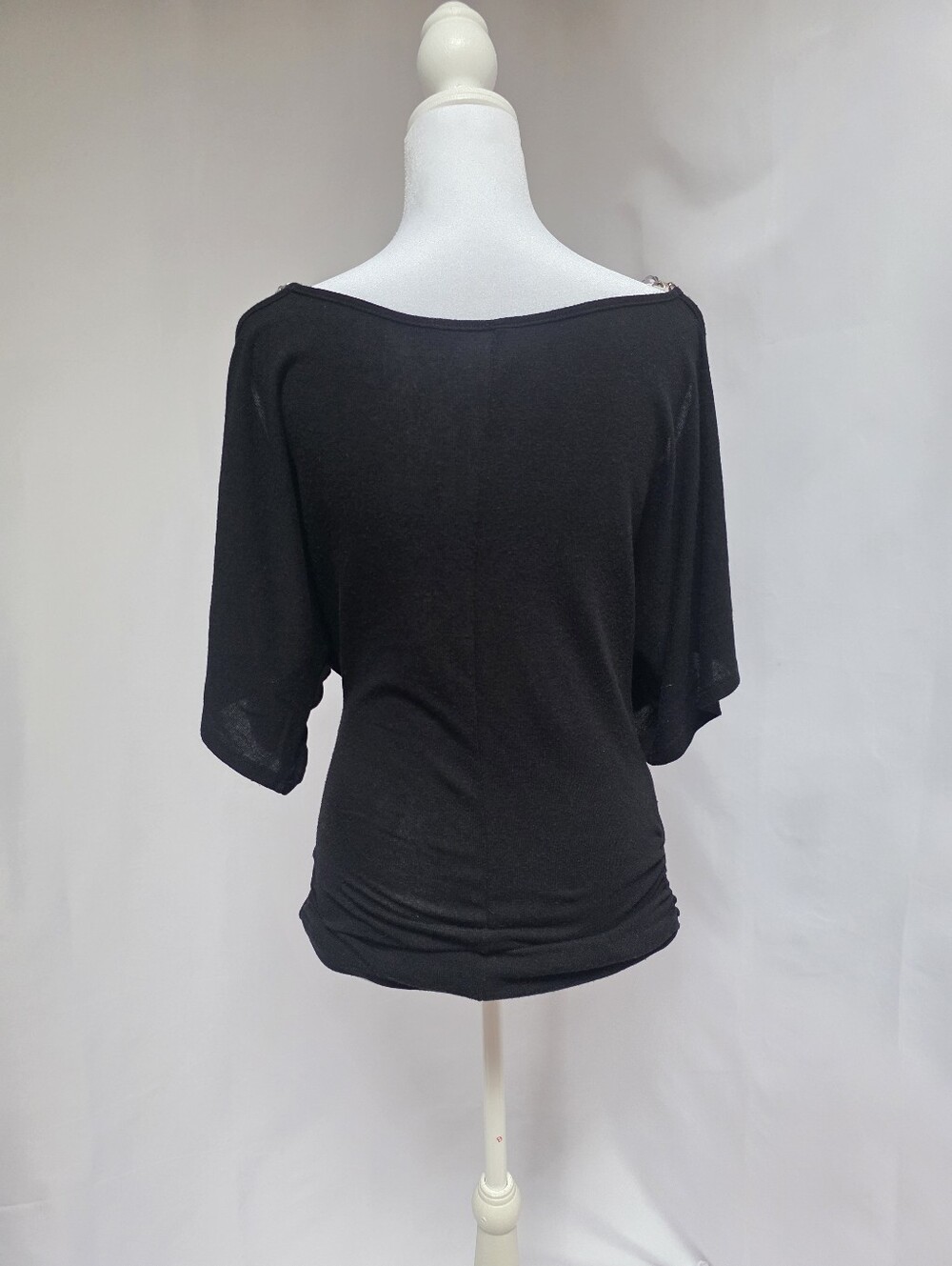 Umgee Black Embellished Wing Cross Tunic Top Large Boho Rhinestone Studded - Picture 4 of 8